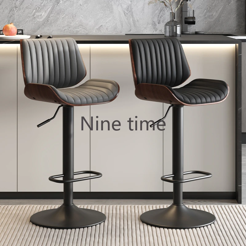 

Luxury Modern Bar Chairs Leather Kitchen Island Adjustable Office Bar Stool Black Cushions Sillas Para Comedor Home Furniture