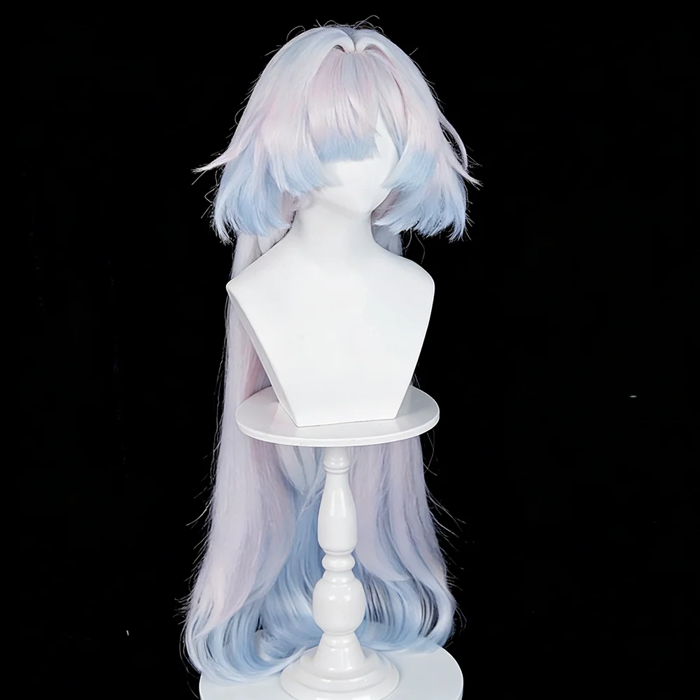 Generic Silver Blue Gradient Long Synthetic Wig for Cosplay Events