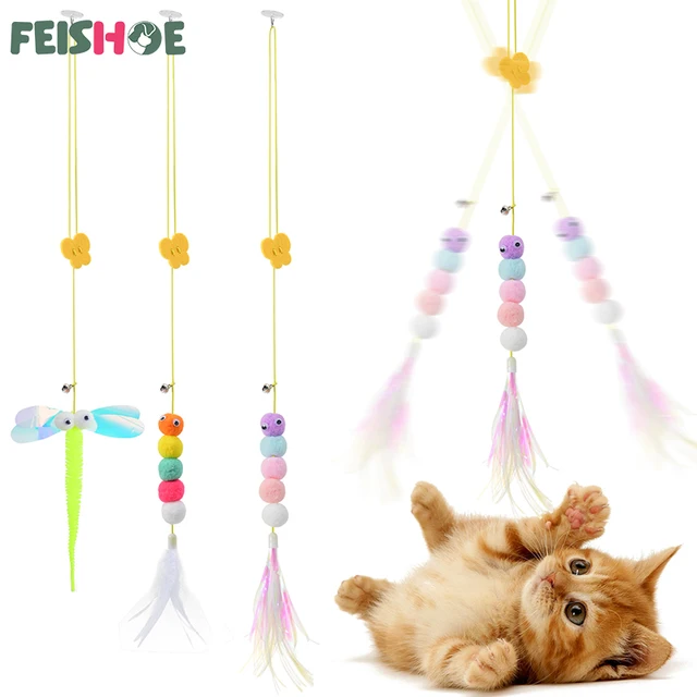 Jouet interactif en forme de chat Simulation suspendue amusant auto hey pour chaton jouet baguette fournitures