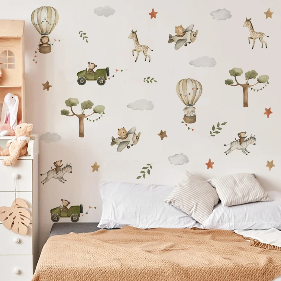 Watercolor Cute Dinosaur Wall Sticker for Kids room Baby Bedroom Nursery Wall Decor Animals Vinyl for Home Decor DIY