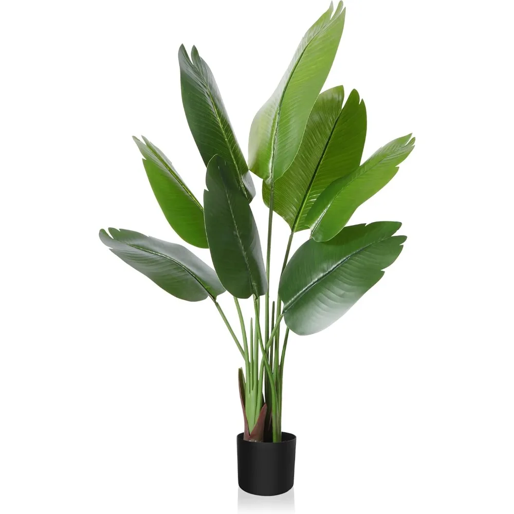 

CROSOFMI Artificial Bird of Paradise Plant 4 Feet Fake Tropical Palm Tree with 8 Leaves,Perfect Faux Plants in Pot for Indoor