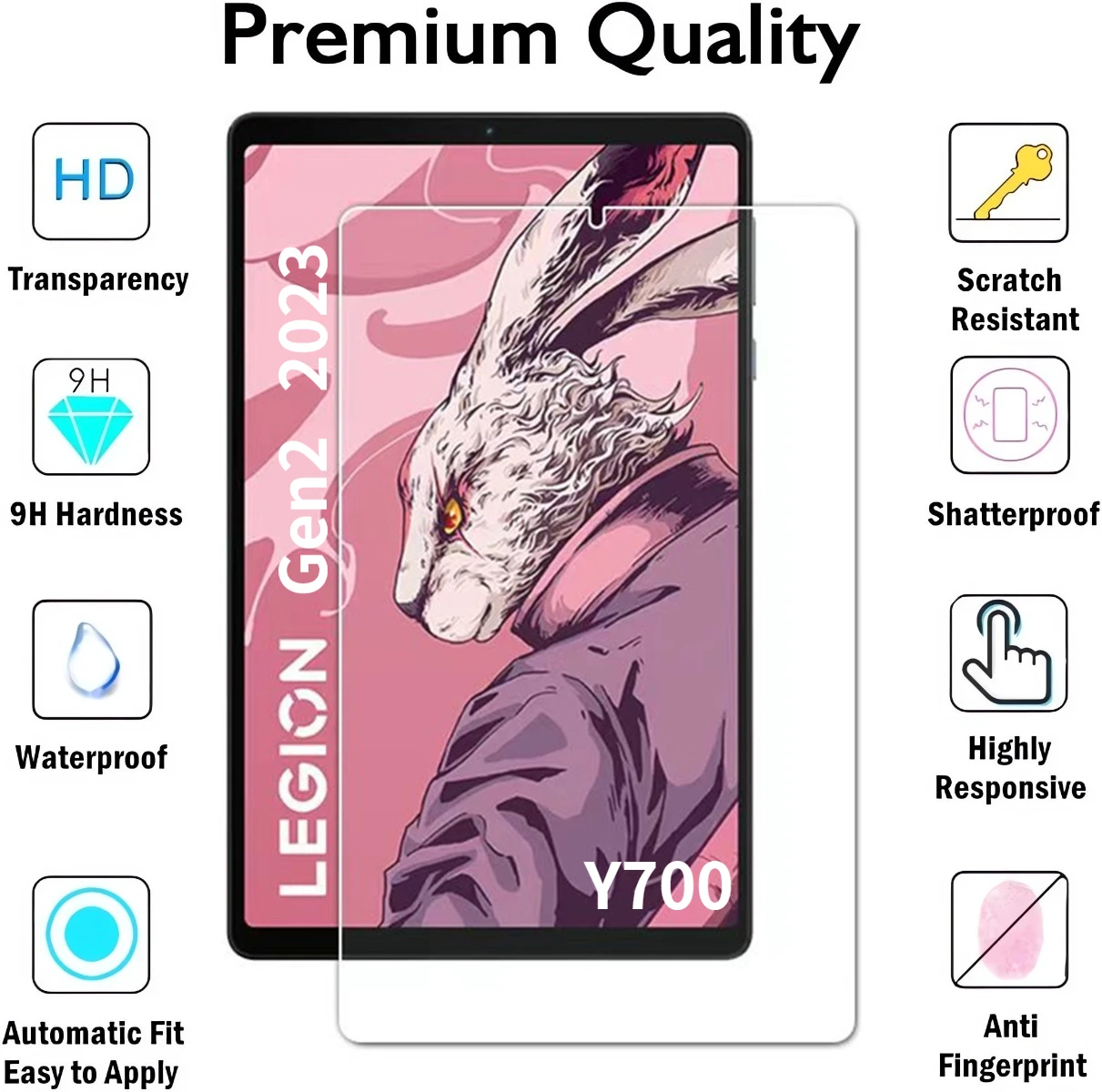 2023 Lenovo Legion Y700 Gen 2 용 유리 스크린 보호대, 8.8 인치 TB-320FC 강화 유리 필름, HD 투명 스크래치 방지, 3 팩