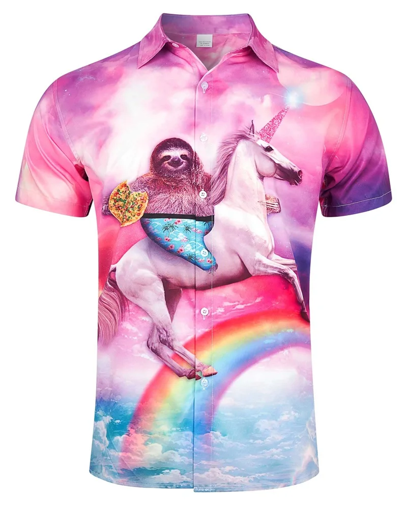 thumbnail image 1 of Camisa hawaiana de playa para hombre, con estampado 3D de animales, divertida camiseta informal de manga corta con botones, para vacaciones, ropa de calle, 1 of 5