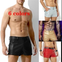 Arjen Kroos Men's PU Leather Shorts Sexy Rave Hot Short Pants with Pockets 1