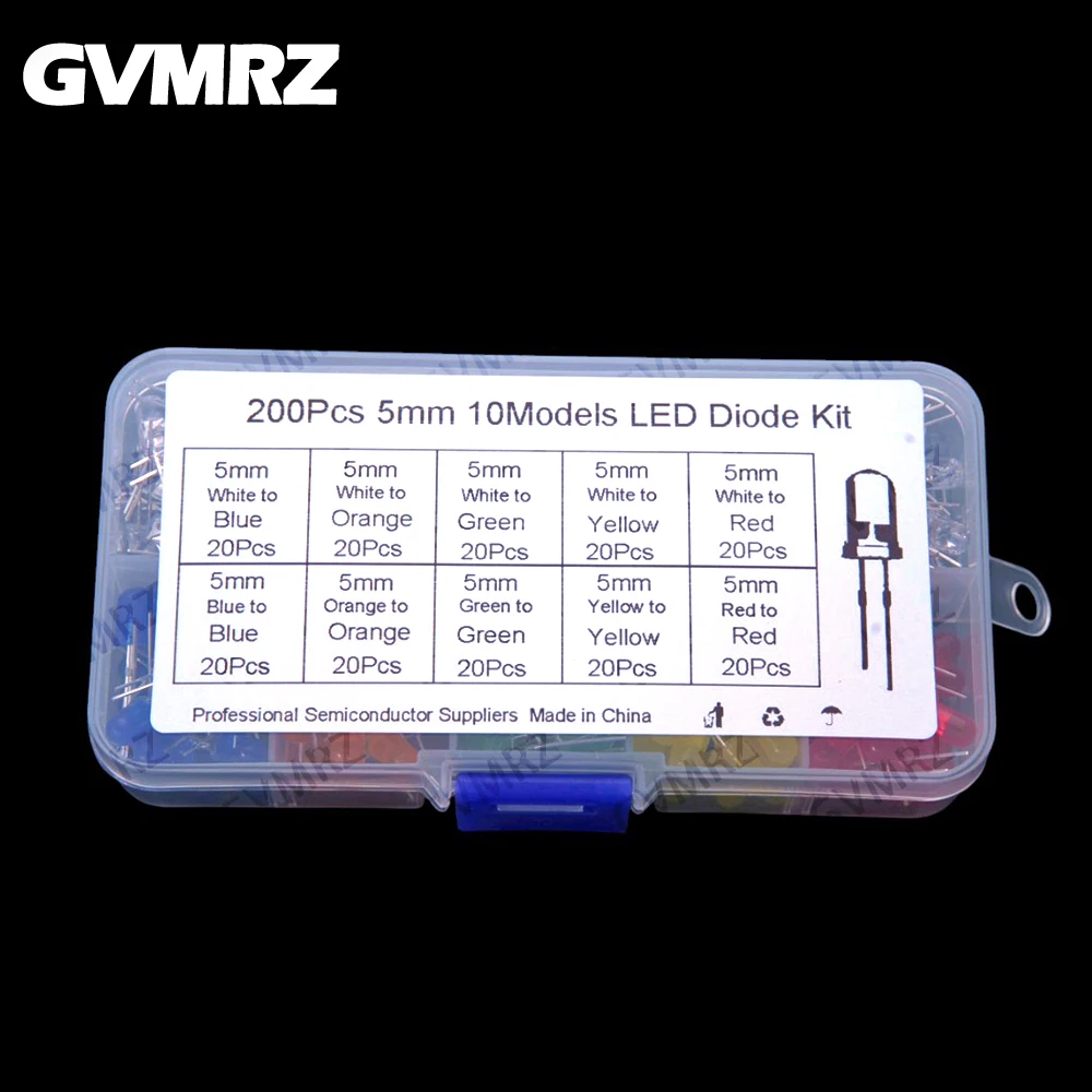 3mm / 5mm LED 레드 옐로우 화이트 그린 블루 오렌지 웜 화이트 핑크 퍼플 모듬 키트