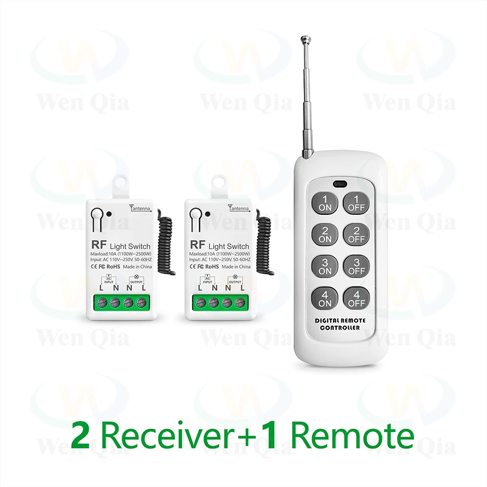 Advanced Wireless Remote Control Light Switch with Mini RF Receiver - Long-Range, High-Power Interrupter for LED and Bulb Lighting