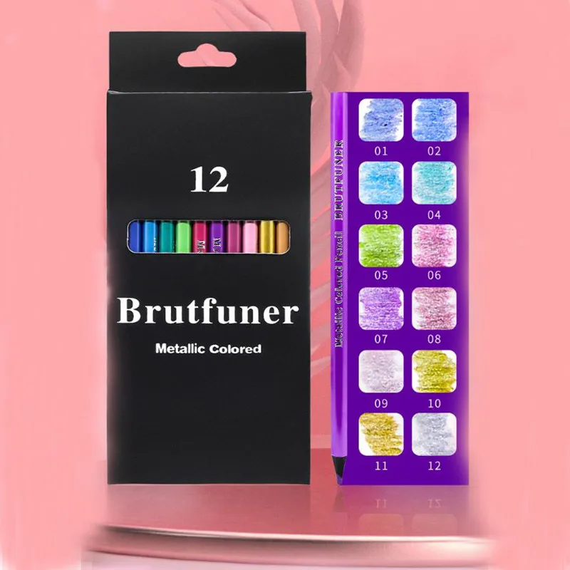 

Metallic Colored Pencil 12 Colors Oil Drawing Pencils Set for Kids &Adults Coloring Books Sketching Art Supplies for Artist