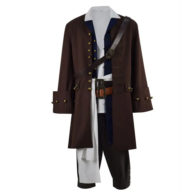 

2022 New CosDaddy Captain Jack Sparrow Cosplay Costume Coat Jacket For Adult Men Carnival Halloween Costume