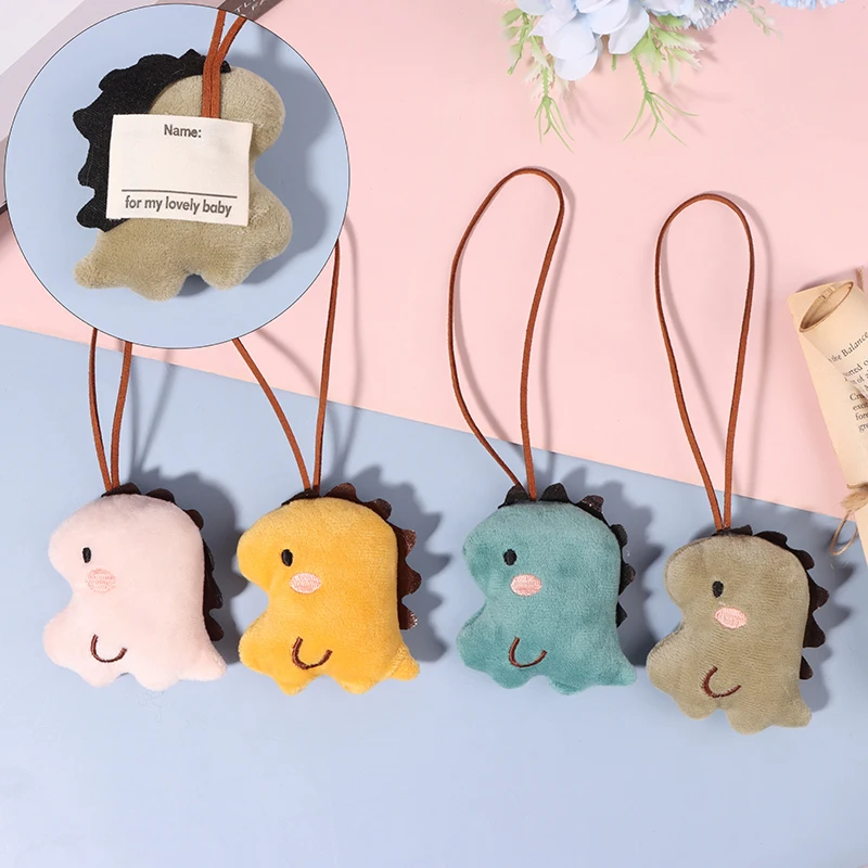 

Cute Dinosaur Name Sticker Pendant Cartoon Animal Plush Stuffed Doll Anti-lost Mark Name Tag Charm Keychain Bag Decor For Kids