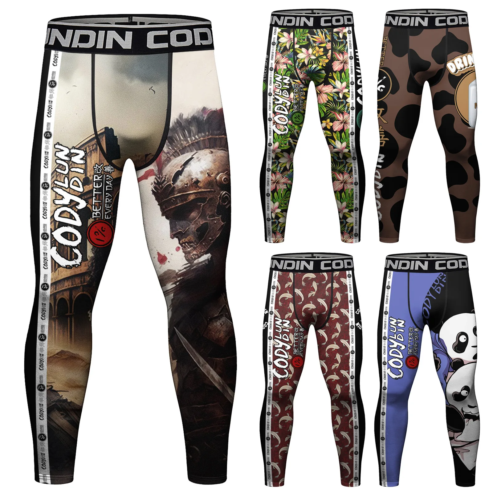 Men's Sport Compression Pants Gym Running Tights MMA Basketball Leggings Quick Dry Fit Jogging Training Fitness Workout Trousers