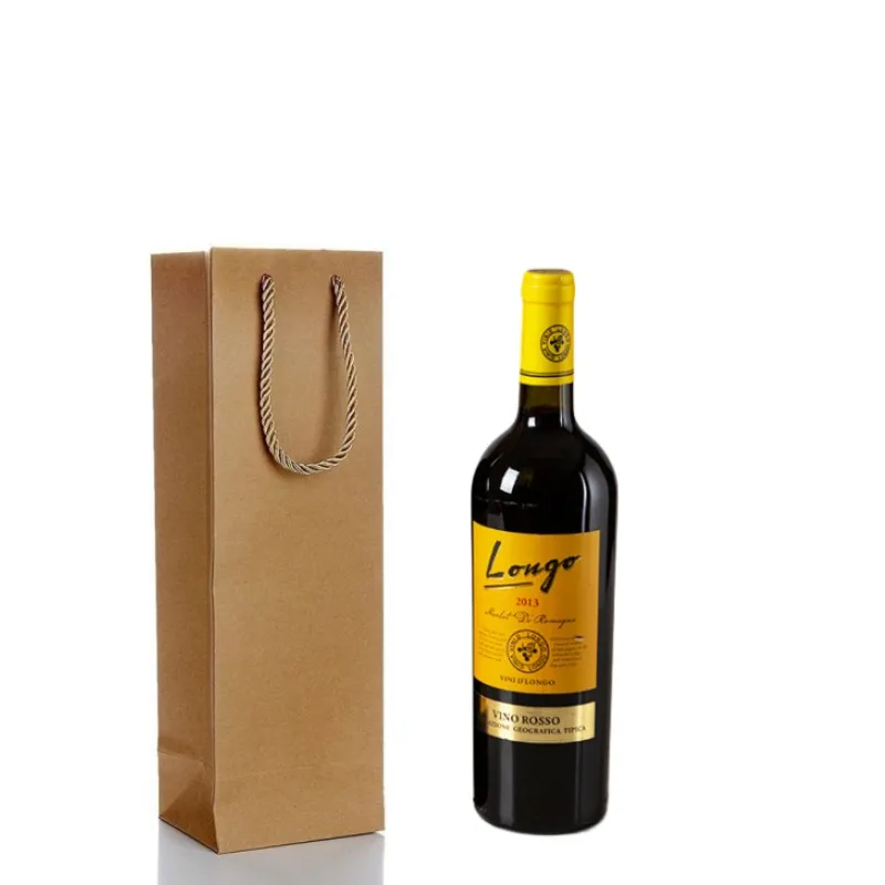 Kraft Paper Red Wine Hand Bag Wine Drinks Packing Bag Storage Bag Single/double bottle Paper Wine Bag Wine Bottle Packaging Bags