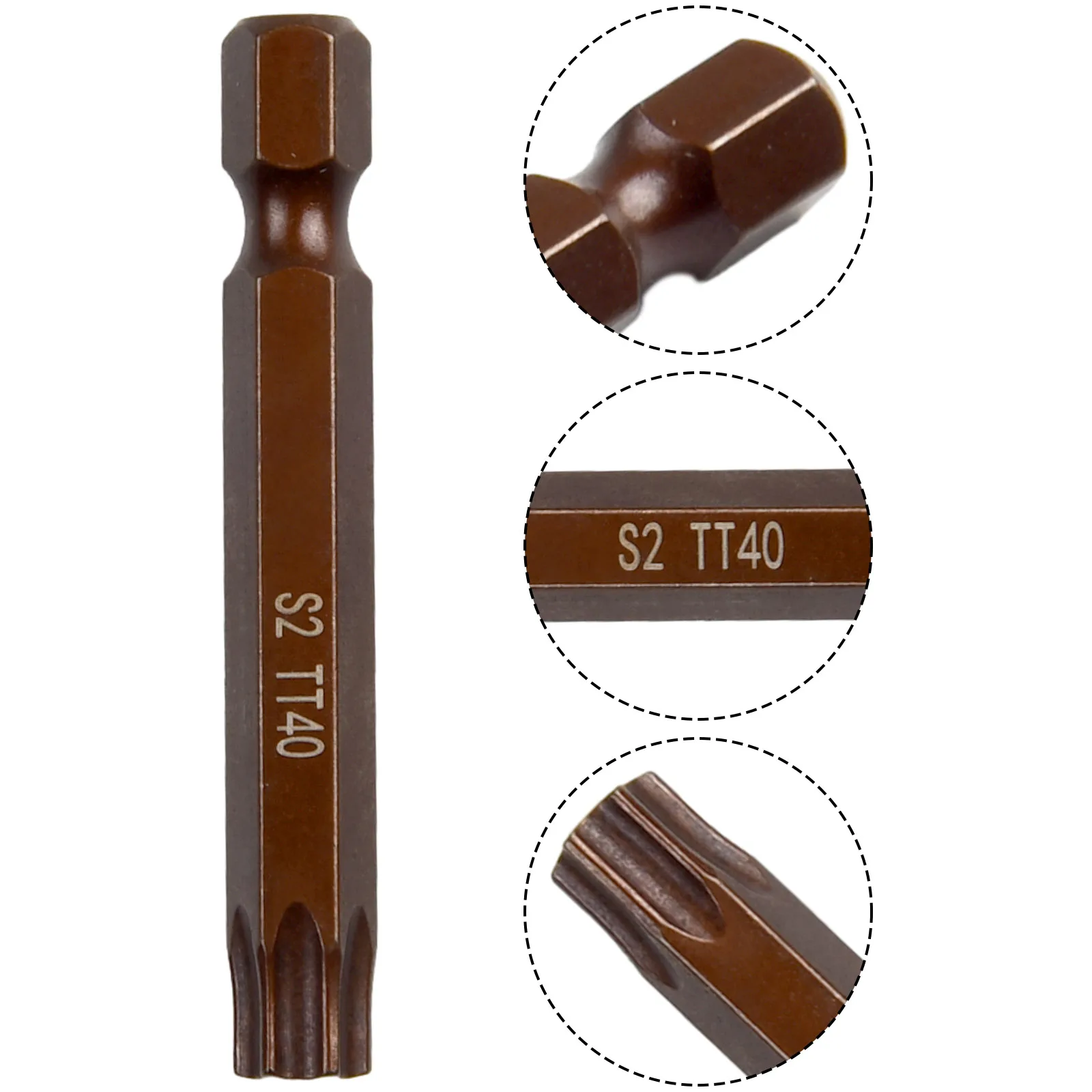 

1pc 50mm Torx Screwdriver Bit Magnetic Without Hole Hex Shank For Electric Drill High Hardness, Strong Torsion, Long-term Use