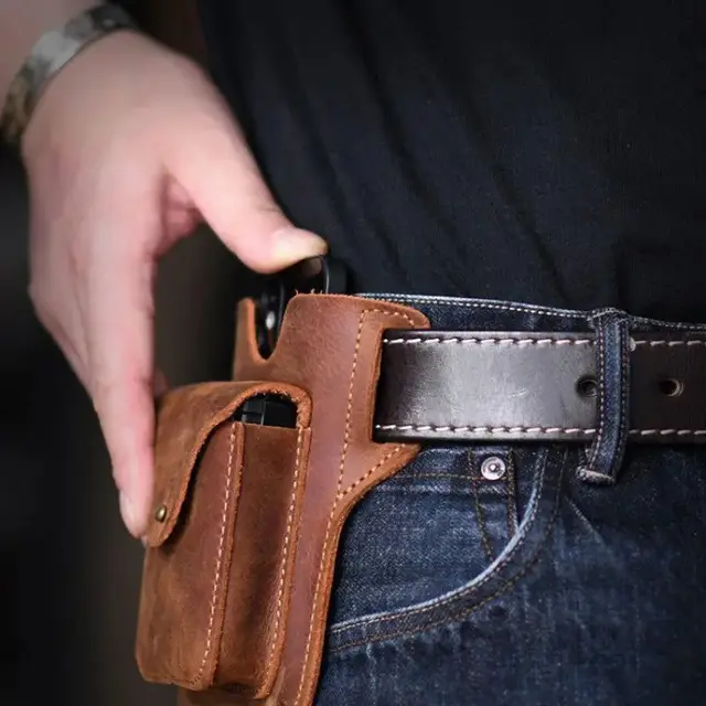 Fashion Fanny Waist Bag Men PU Leather Belt Bum Leg Hip Packs Male Cell Phone Case Key Holder Outdoor Casual Pouch 6