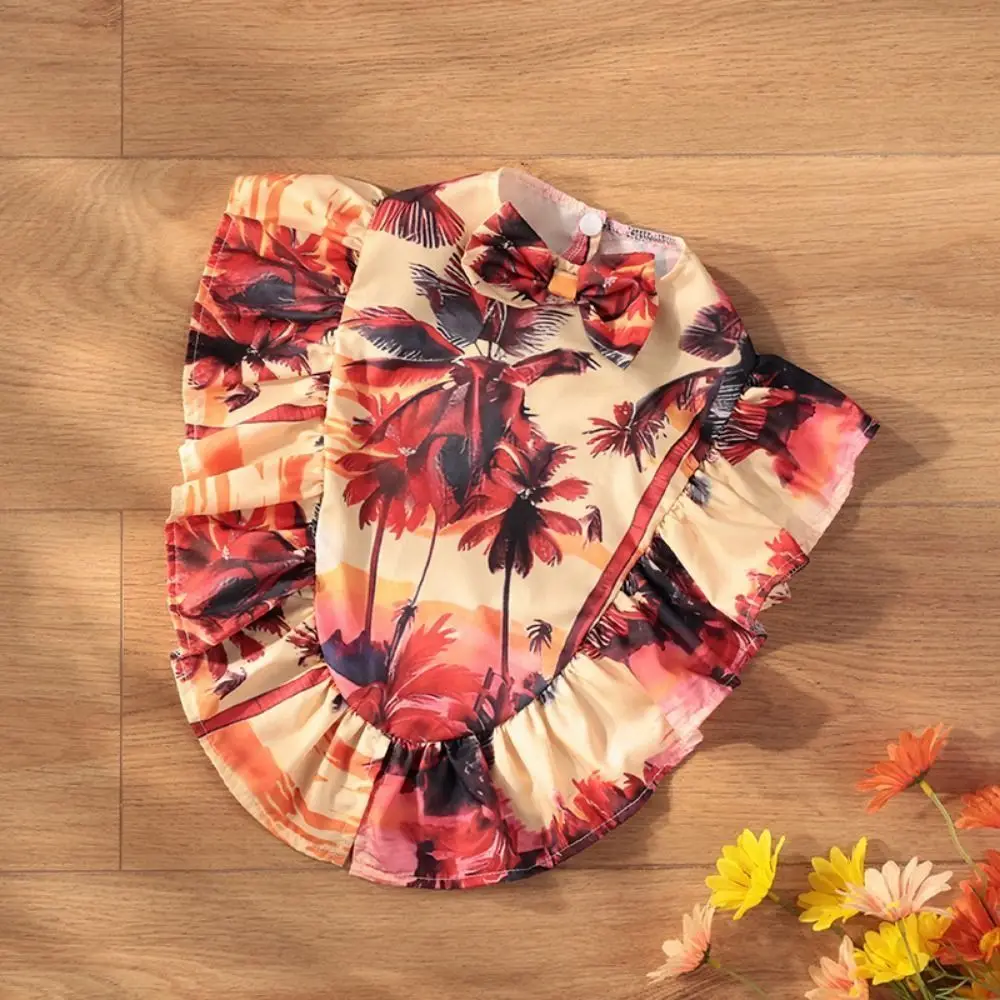 Fashion Hawaiian Style Pet Beach Shawl Skirt Sun Protection Cool Dog Vacation Skirt Breathable Cat Cape Dress Summer