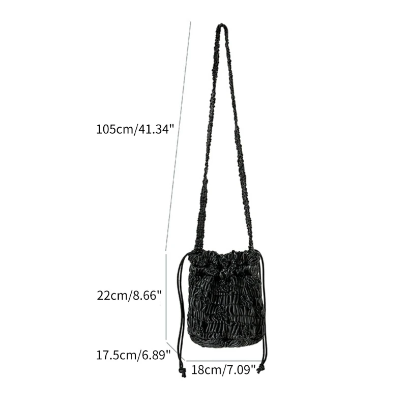 Lightweight Shaped Bags Pleated Shoulder Bags Drawstring Bags Crossbody Bag for Women Girls