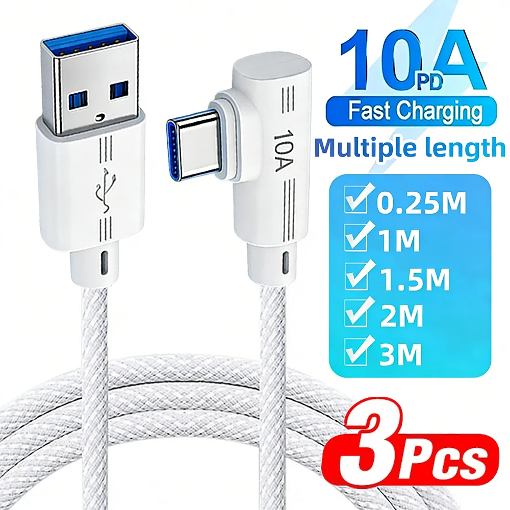 Super Fast Charging 90° Elbow USB-C Data Cable - Multiple Lengths Available