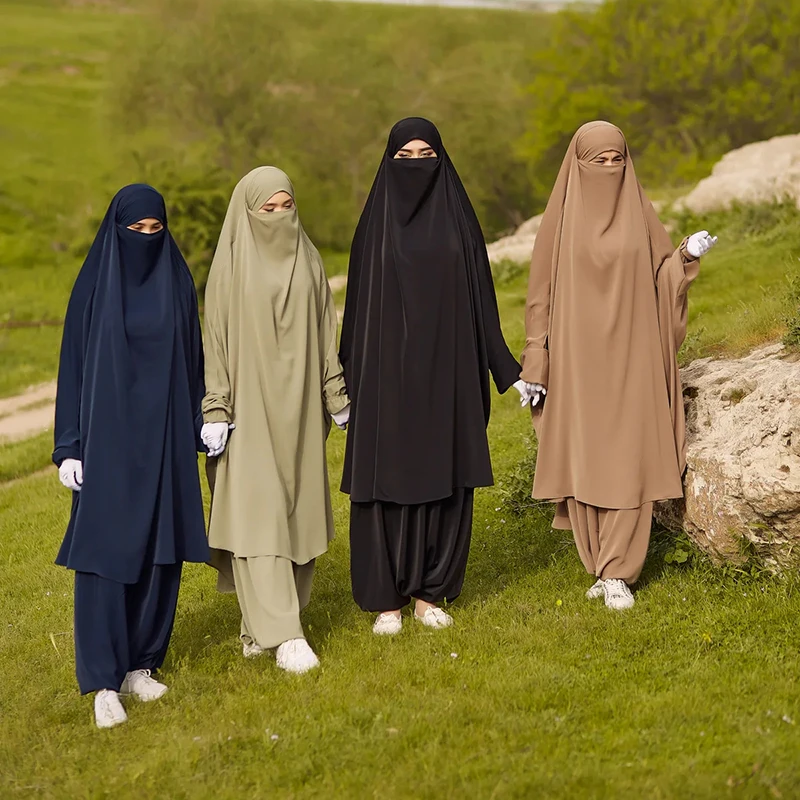 Jilbab deux pièces avec cordes Niqab pour femme, pantalon sarouel, haute qualité, Nida, EID, Ramadan, prière, sport, Hijab, tiens imar, vêtements islamiques