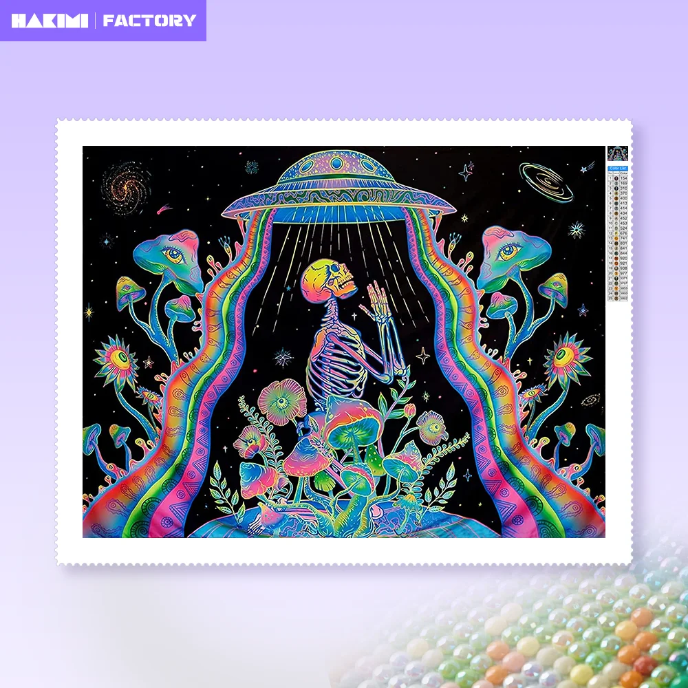 

UFO Skull Prayer AB Diamond Art Painting 5D DIY Beginner Diamond Embroidery Kit Mosaic Cross Stitch Home Decoration Gift