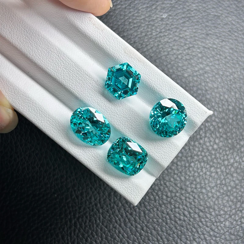 Top Quality 0.5-1.5ct Lab Grown Paraiba Gemstone Asscher Shape Loose Gemstones Paraiba For Jewelry Making with AGL Certificate