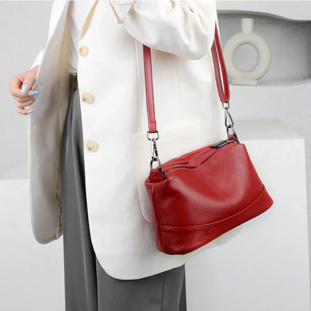 New Fashion Women Genuine Leather Handbags Women's Bags Designer Female Shoulder Bags Luxury Brand Cowhide Ladies Messenger Bag