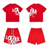 Drill Syna World Men's and Women's Cotton Alphabet Printing Beauty Trend Summer Casual Trend Short Sleeve T-Shirt Shorts Set 3