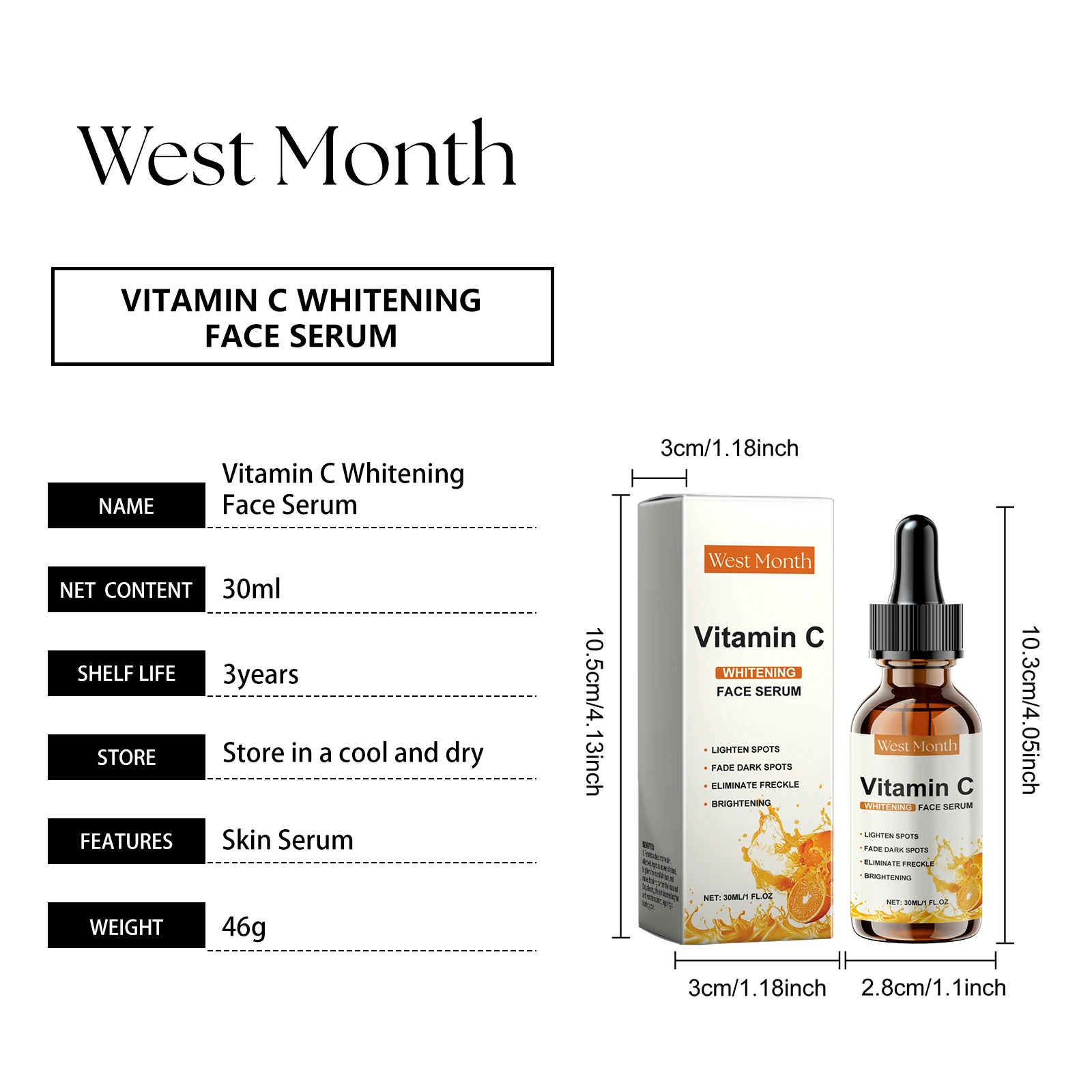 Vitamin C Facial Essence Brightening & Hydrating Fade Dark Spot Freckle Anti-Aging Moisturizer for Glowing Smooth Skin Care
