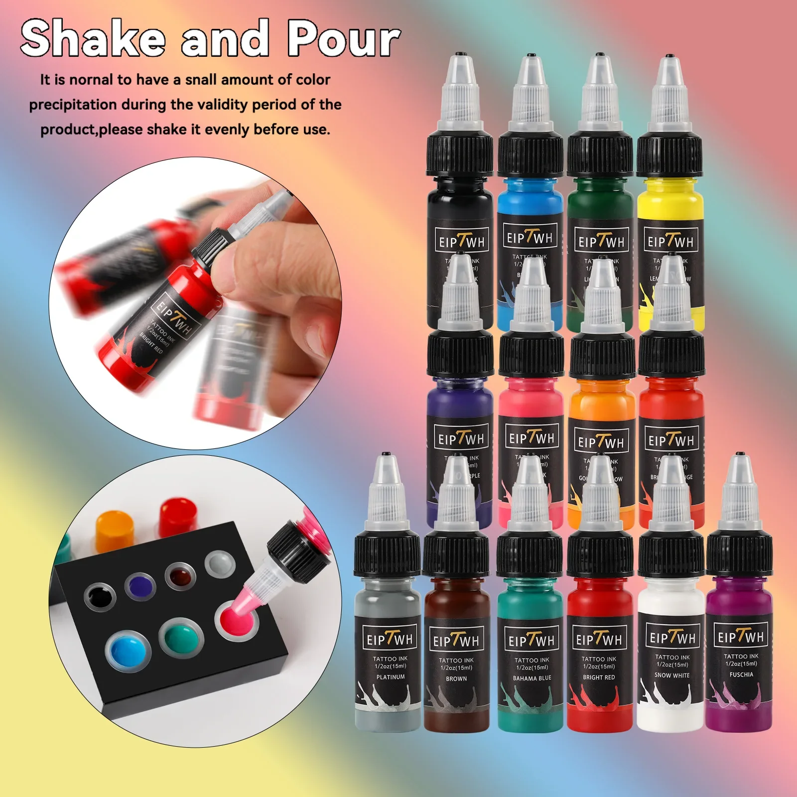 15ml 14colors Tattoo Ink Pigment with Box Body Art Tattoo Kits Professional Beauty Paints Makeup Supplies Semi-permanent