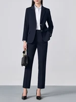 Single-Breasted Notch Lapel Suit Set: Slim-Fit Blazer & Formal Trousers, Minimalist Commuter Style with Elegant Sophistication