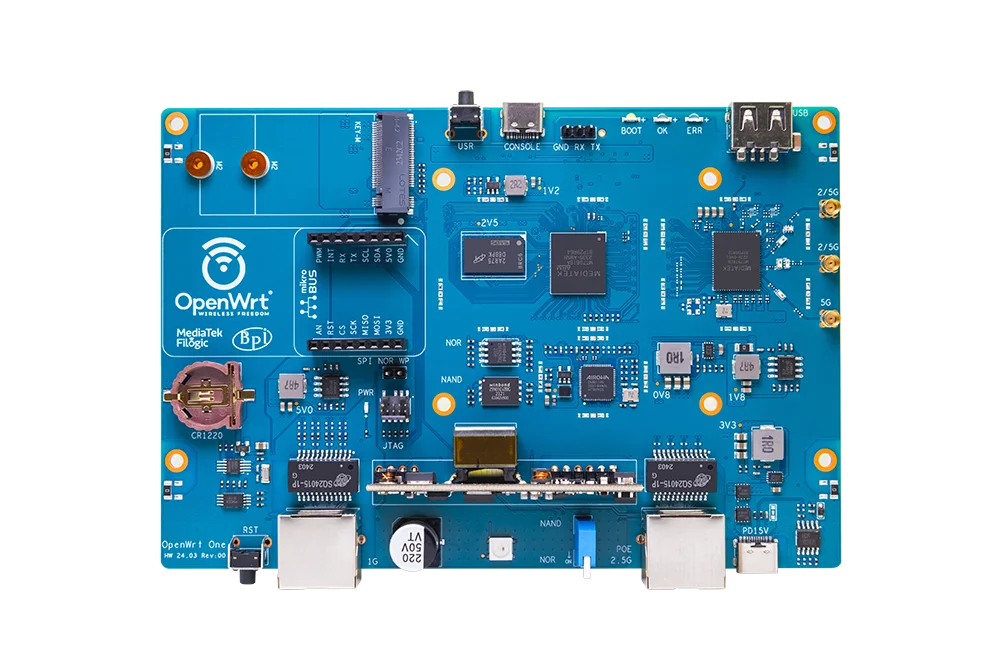 Banana Pi OpenWrt One Open Source Smart Router MediaTek MT7981B Dual-Band WiFi6