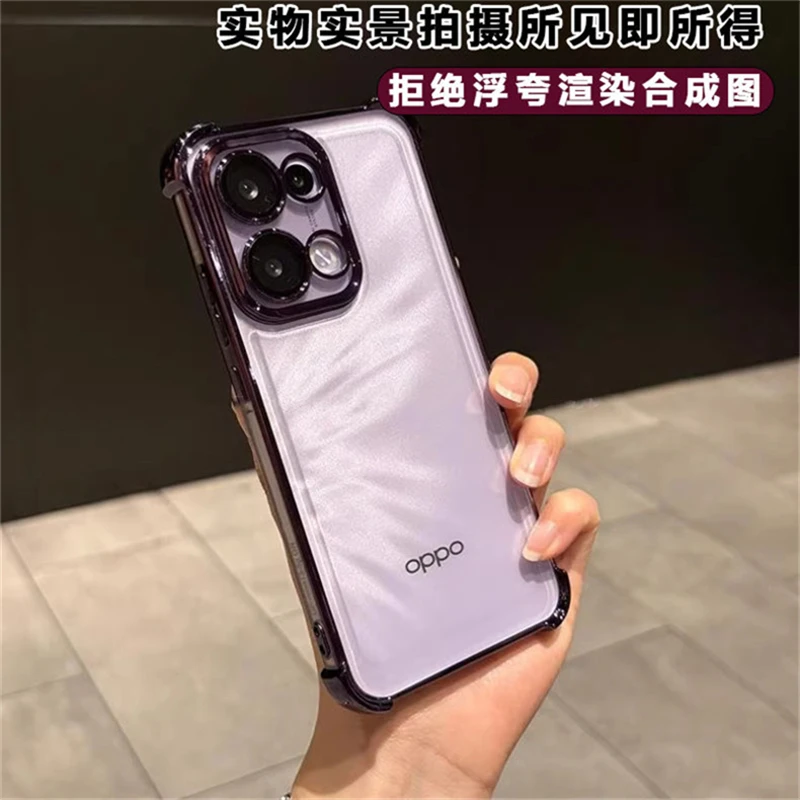 Case For Oppo Reno 13 Pro Reno13 F 13 F 5G Case Camera Protect Electroplated Transparent TPU Silicone Cover Shockproof Bumper 4