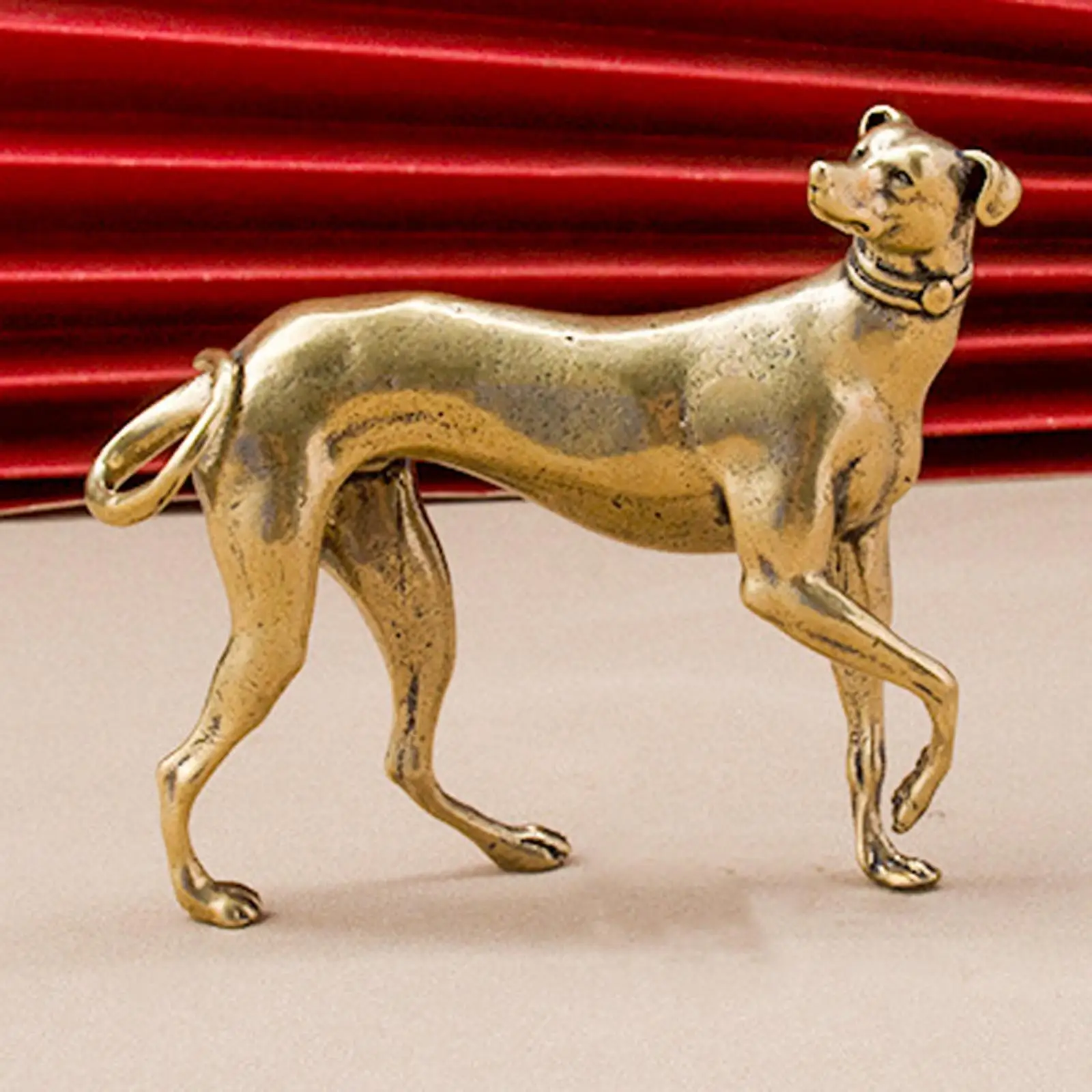 Brass Dog Figurine Miniature Collection Dog Statue Desktop Dog Ornament for Home