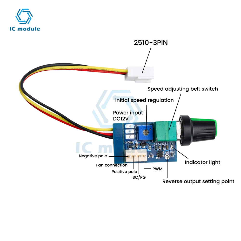 8-Kanal Fan Nabe Stufenloser Drehzahlregler 12V 4 Pin Pwm Drehzahlregler