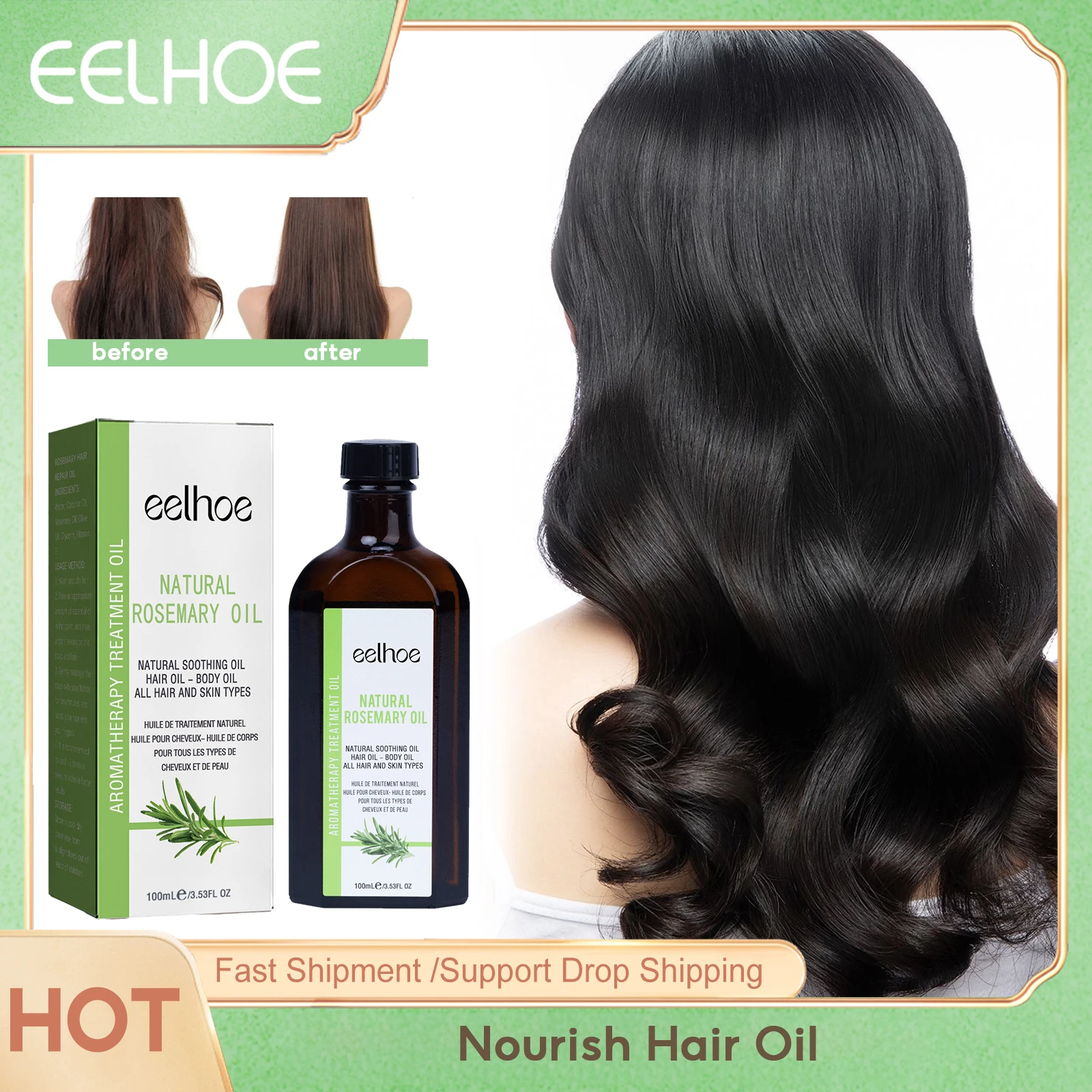 

Hair Growth Essential Oil Rosemary Prevent Hair Loss Scalp Strengthening Repair Frizzy Damaged Nourish Reduce Splits Anti Break