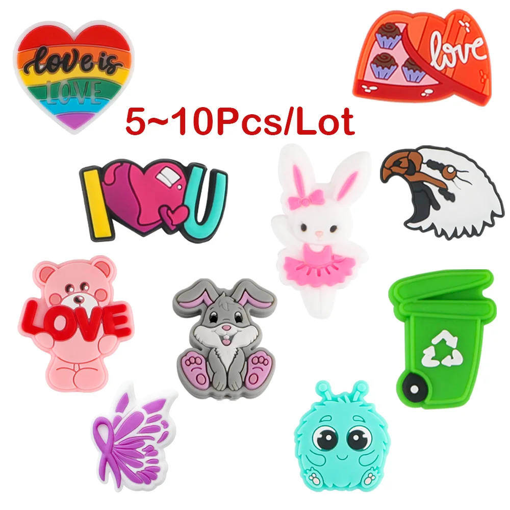 

Kovict 5~10Pcs/Lot Cartoon Rabbit Love Chocolate Silicone Beads Food Grade Nursing Chewing DIY Pacifier Chain Jewelry Accessorie