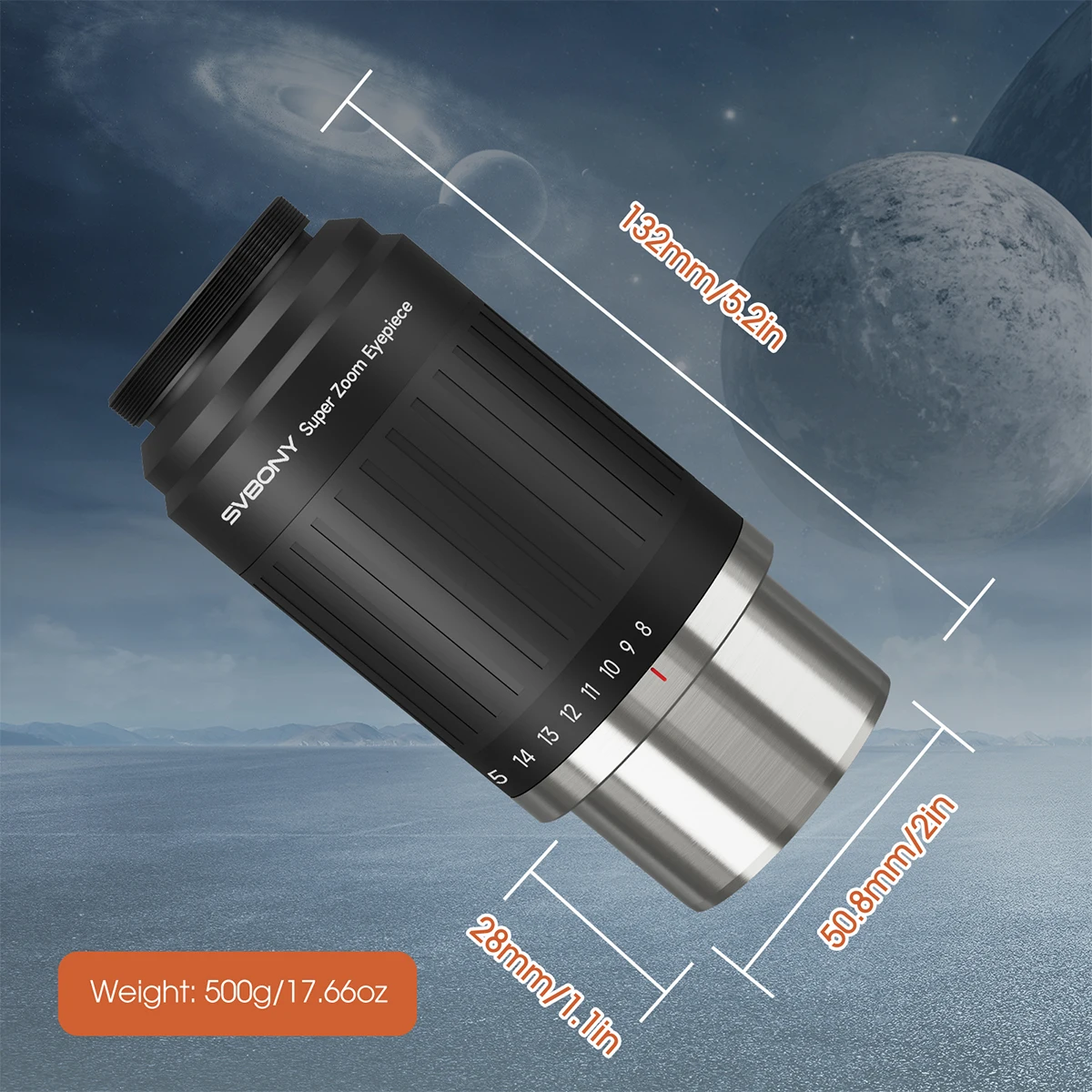 Asphärisches Okular mit Superzoom und 2-facher 4-Element-Barlow-Linsenkombination SV230+SV216 für astronomische Beobachtung – Detail 32