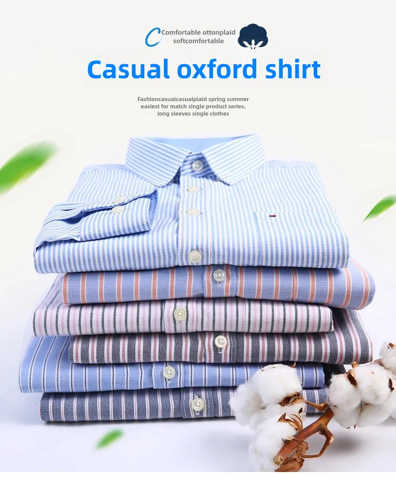Herren Langarmhemd – Neu, Kirschrot, Oxford-Gewebe, bügelfrei, Frühling/Sommer/Herbst, Trendiges Streetwear-Oberteil, Hohe Qualität, Alles inklusive – Detail 1