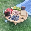 KEMORELA 1 Wooden Portable Dining Table 30Cm/24Cm Casual Snack Table Fruit Tray Outdoor Wine Rack Travel Picnic Folding Table 2