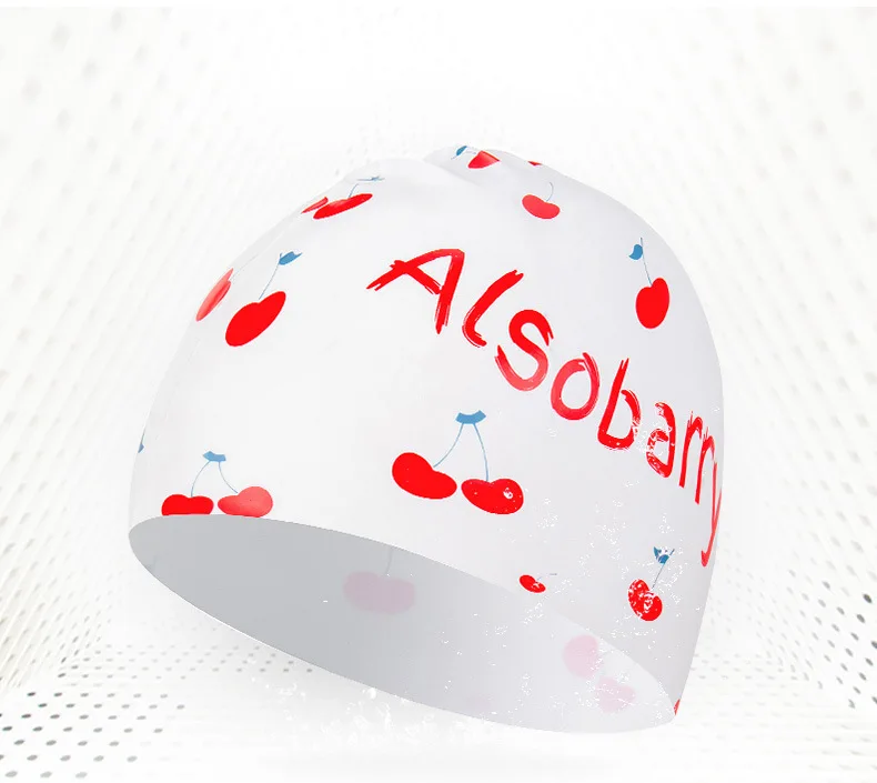 Cute Fruit Women Swimming Caps Waterproof High Elastic Silicone Swim Pool Bathing Hat for Adults Protect Ears Diving Hat 5