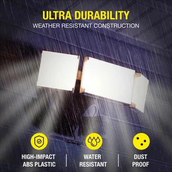 Solar Three Head LED Motion Sensing Security Flood Light, Outdoor, White, 2000 Lumen 5