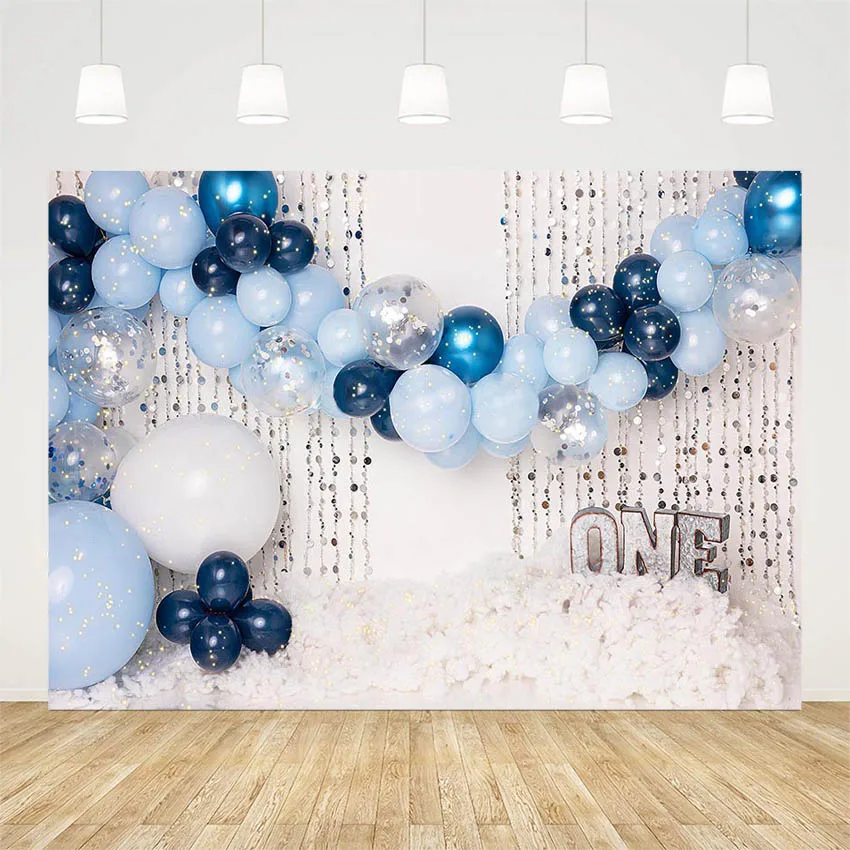 

Mehofond Photography Background Blue Balloon White Clouds Newborn Baby Boy 1st Birthday Party Backdrop Cake Smash Table Decor