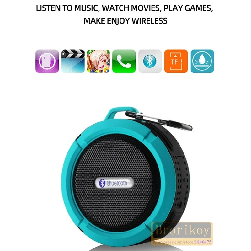 C6 Portable Bluetooth Speaker Wireless Waterproof Shower Speakers for Phone Bluetooth Soundbar Hand Free Car Speaker Loudspeaker 6