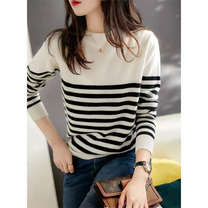 Suéter De Cachemir Para Mujer 100% Jersey De Punto Con Manga De Cachemir Con Cuello Redondo L Negro | ES
