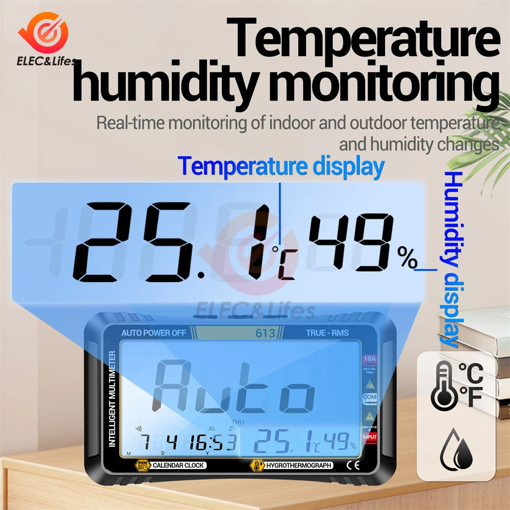 Smart Multimeter Real-time Power-off Measuring Tester AC/DC Ammeter Voltmeter 4000 Count Digital Multimetro 613 Test Tools