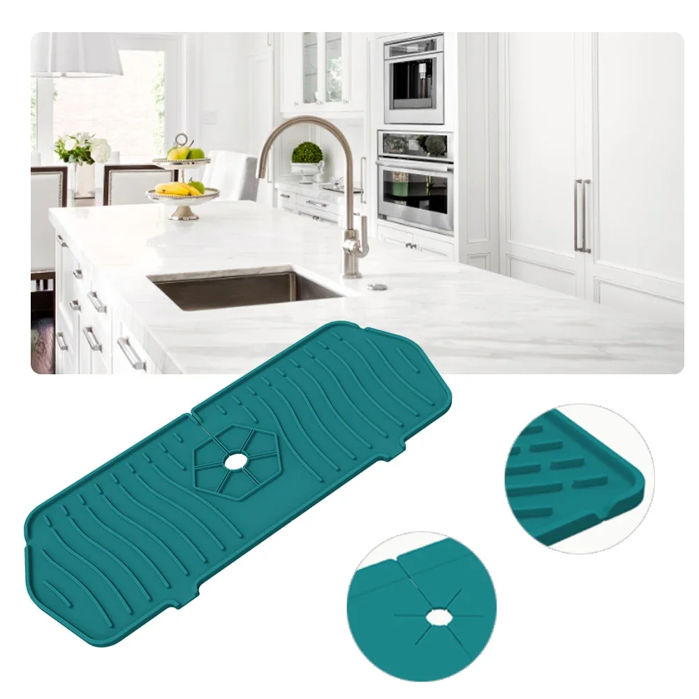Silicone Faucet Mat For Kitchen Sink Splash Guard Drain Pad Bathroom Faucet Splash Water Catcher Mat Sink Countertop Protector