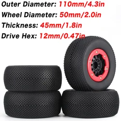 Juego de ruedas de 4 piezas para neumáticos de 110mm, accesorios para Traxxas Slash 4X4 HPI HSP, modelo de coche de curso corto