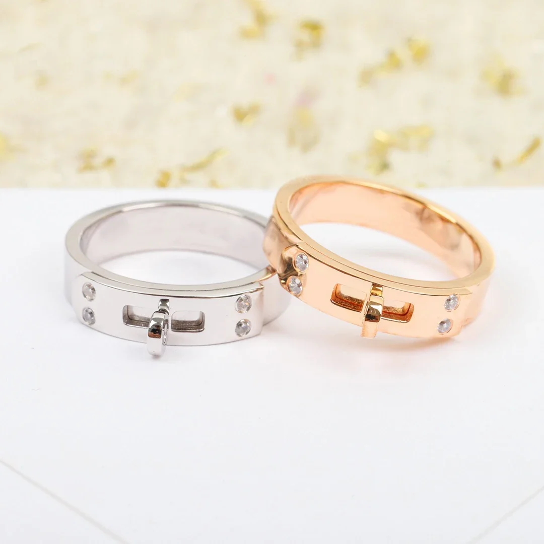 

Top Quality Designer Brand Rose Gold Silver Diamond Ring Women Luxury Jewelry Trend 2024