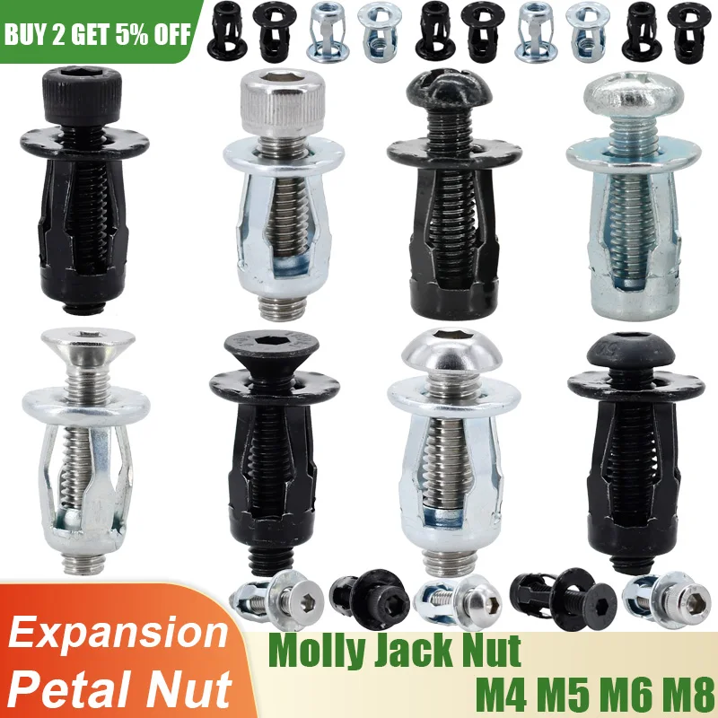 Petal Shape Metal Rivet Nut Screw Bolt Set Hexagon Screws Panel License Fix Clamp Lock Expansion Jack Nuts Rivetnut M4 M5 M6 M8