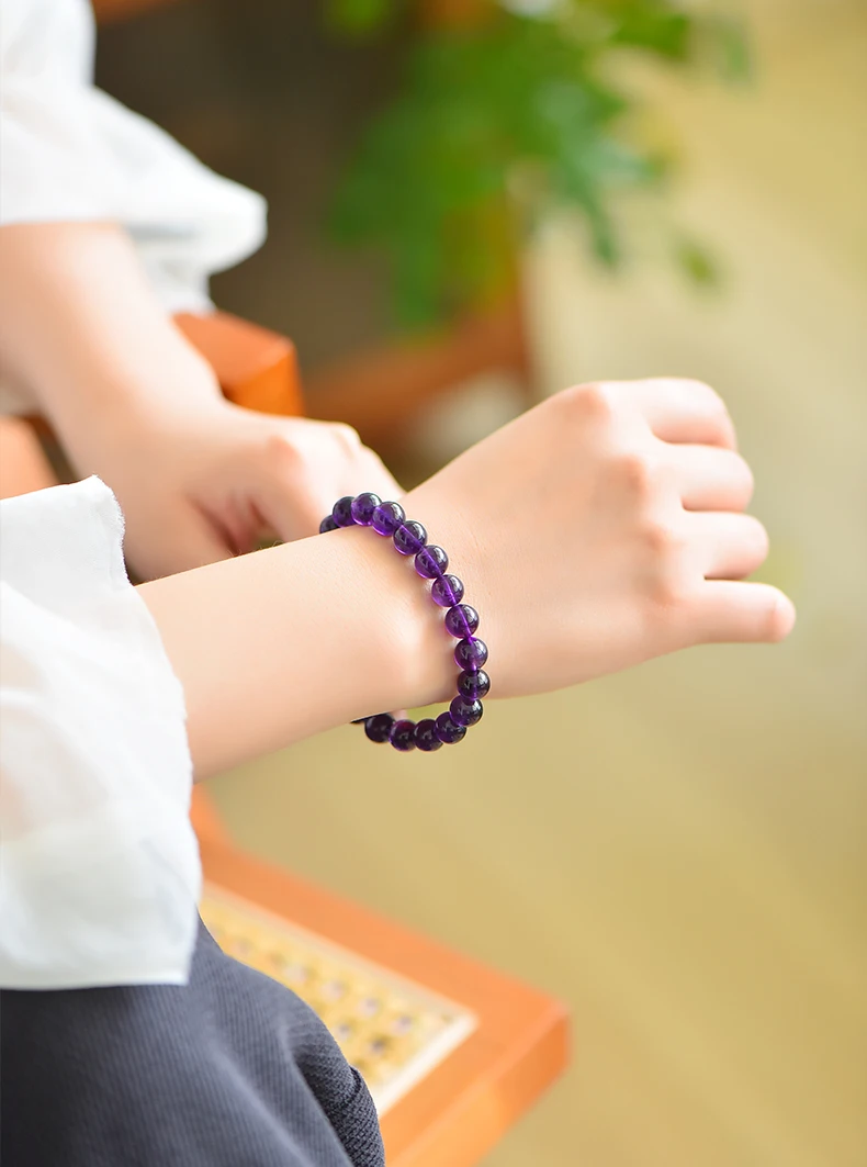 천연 바이올렛 자수정 팔찌 드림 크리스탈 비드 팔찌 부와 행운의 축복을 부르는 럭셔리 선물 쥬얼리-Freehip.co.kr