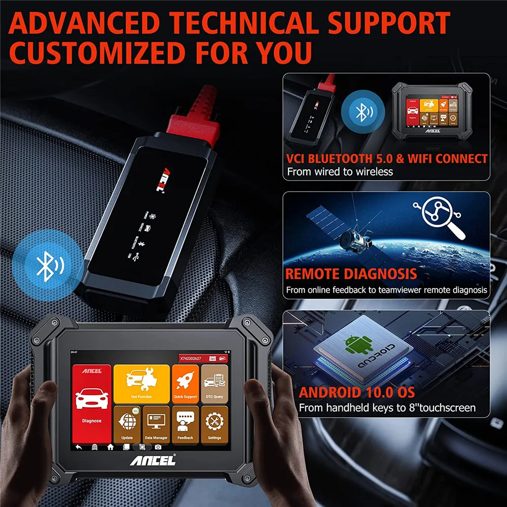 ANCEL V6 PRO OBD2 Scanner Bi-Directional Car Diagnostic Scan Tool Bluetooth IMMO ABS Bleed Oil Reset DPF EPB Code Reader