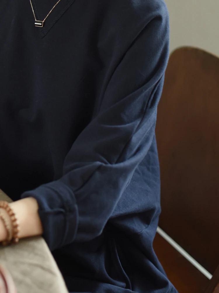 

Женское длинное платье из дышащего хлопка, свободное синее удобное платье-свитшот с обхватом груди 142-154 см, длина 104-113 см, весна-осень